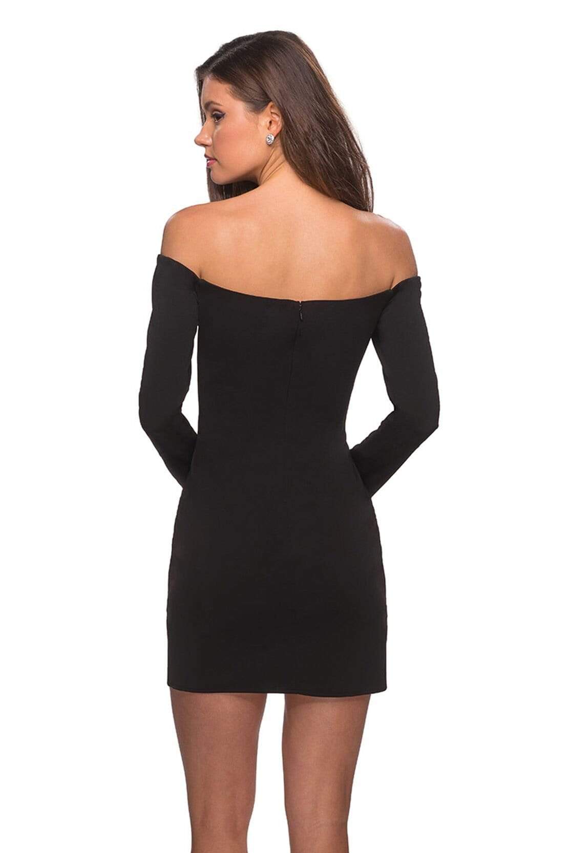 La Femme - 28182 Long Sleeve Off-shoulder Jersey Sheath Dress Cocktail Dresses