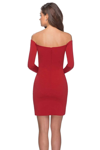 La Femme - 28182 Long Sleeve Off-shoulder Jersey Sheath Dress Cocktail Dresses