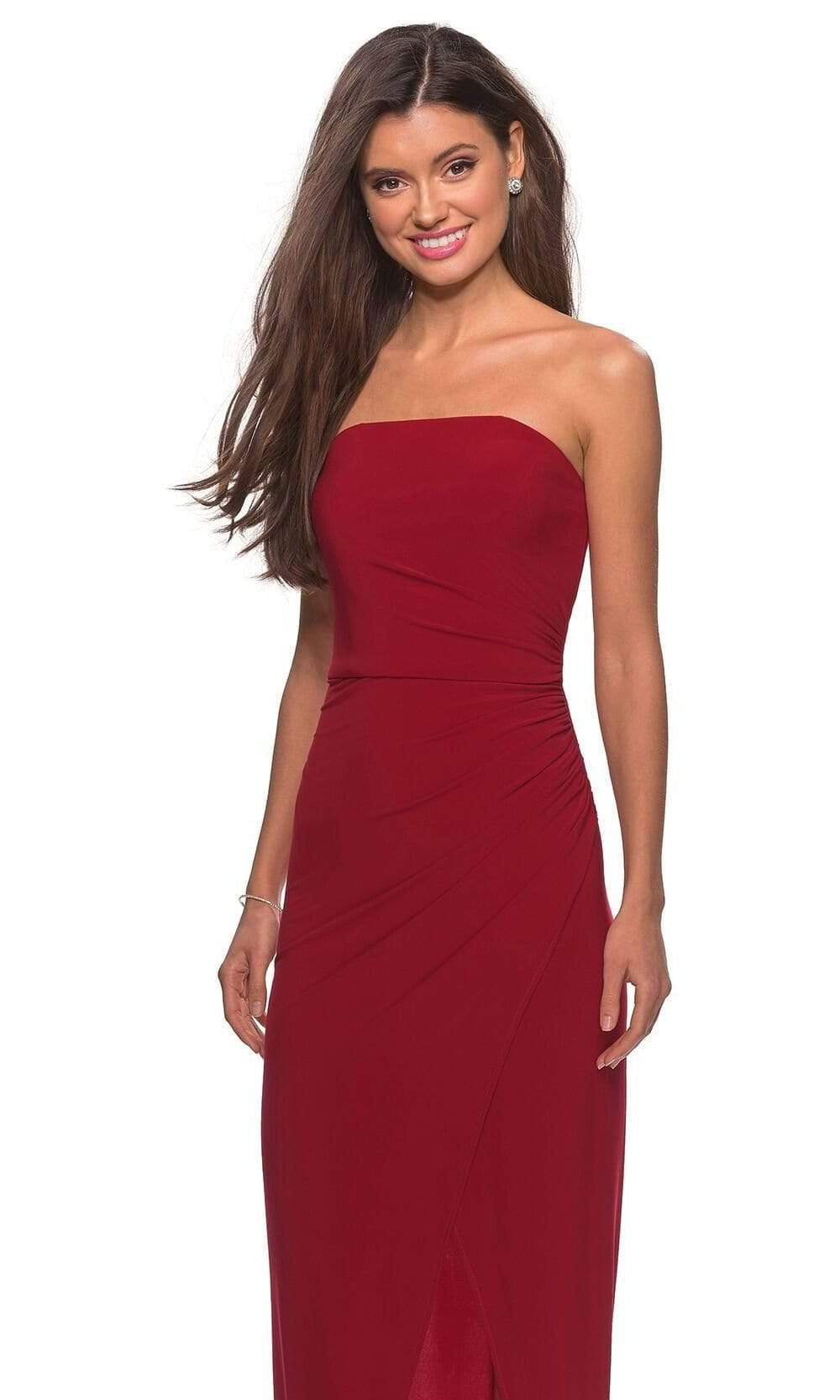 La Femme - 28204 Strapless Jersey Sheath Dress With Slit Evening Dresses