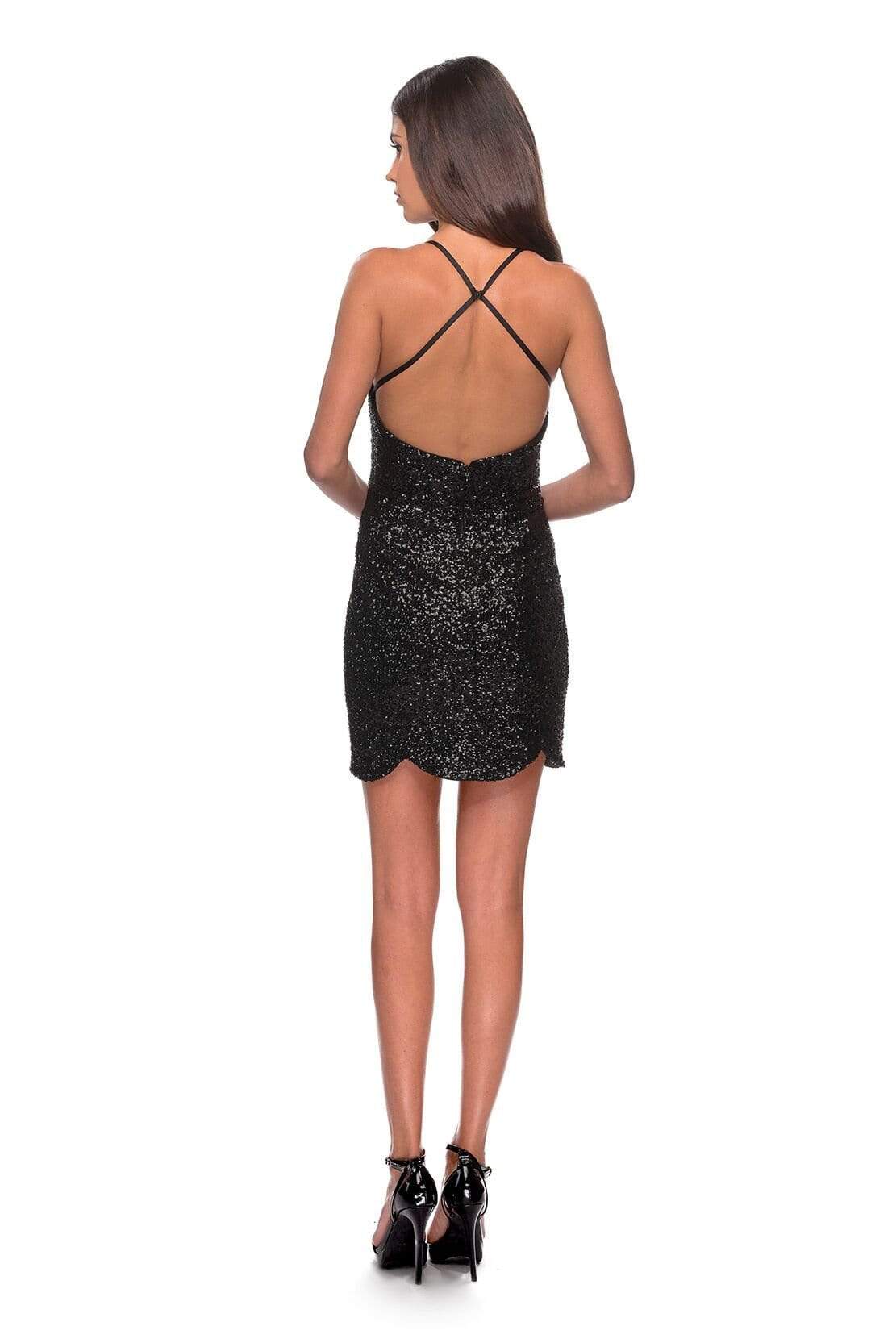 La Femme - 28228 V-Neck Sequined Short Dress Cocktail Dresses