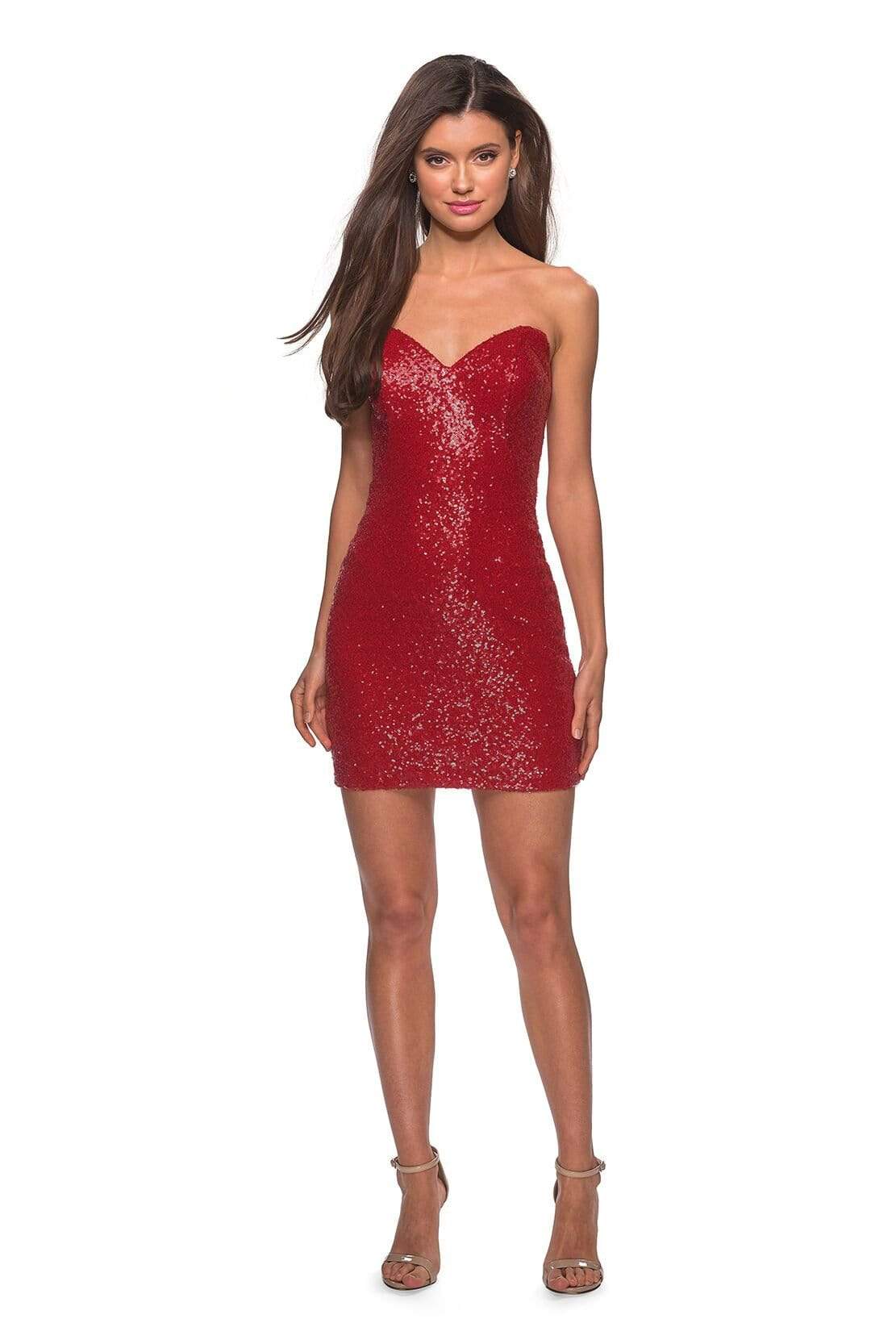 red strapless sweetheart mini dress Stacees Fitted Red Sequin Spaghetti Straps Corset Homecoming Dress Short Mini
