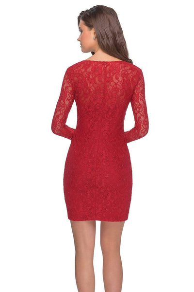 La Femme - 28232 Tulip Hem Fitted Lace Cocktail Dress Cocktail Dresses