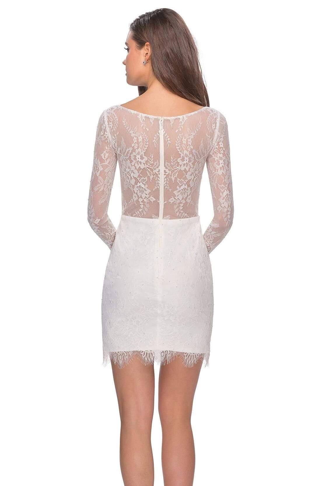 La Femme - 28233 Plunging V-Neck Lace Sheath Dress Cocktail Dresses