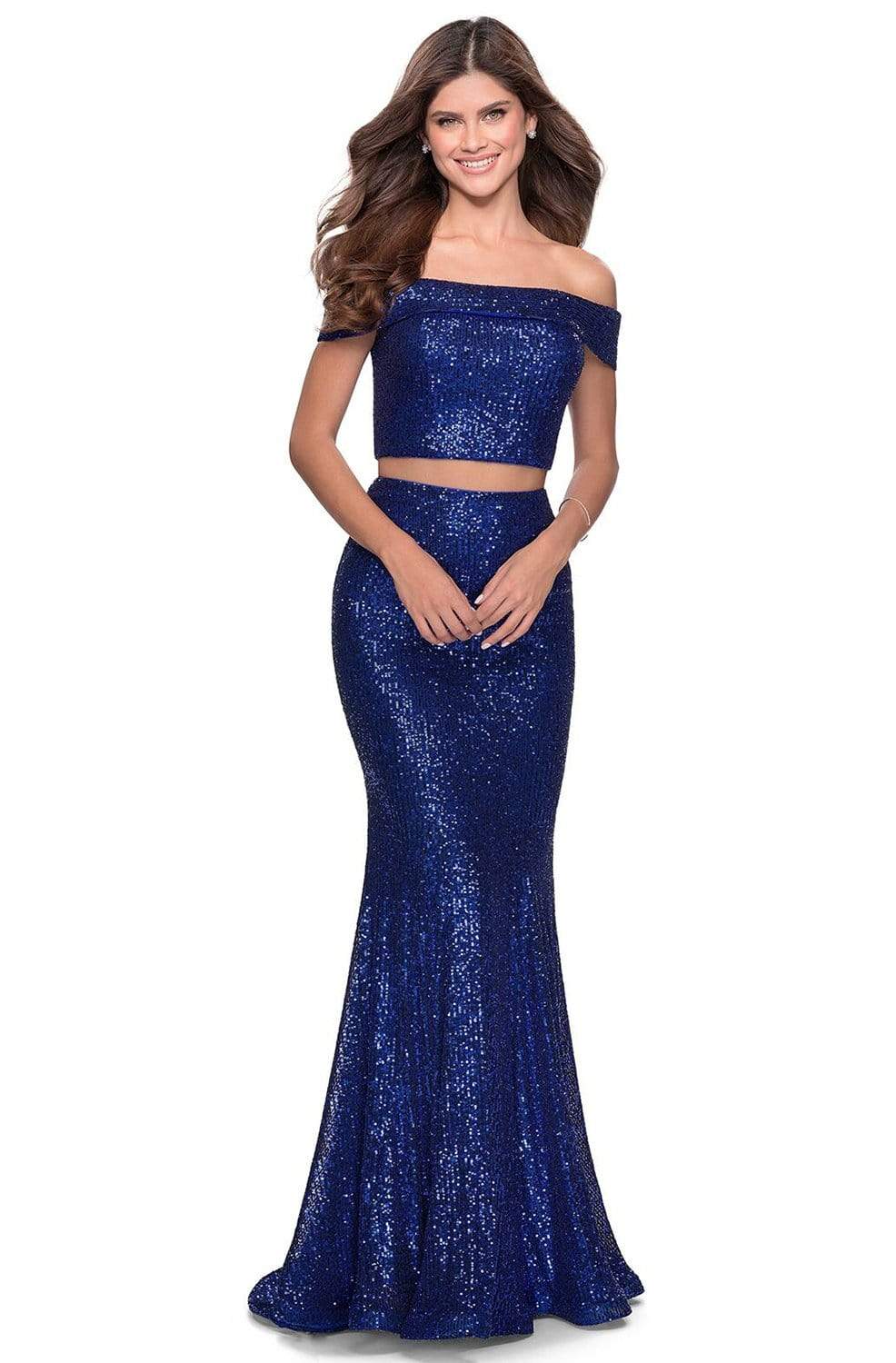 La Femme - 28425 Sequined Off-Shoulder Sheath Dress Prom Dresses