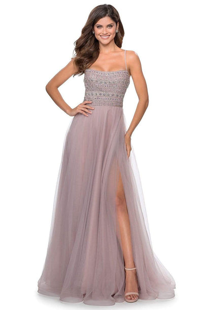 La Femme - 28535 Strappy Beaded A-Line Evening Dress Evening Dresses