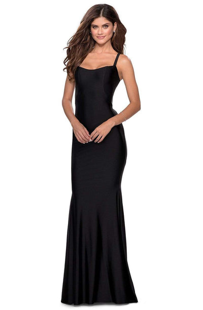 La Femme - 28568 Scoop Neck Jersey Trumpet Dress Prom Dresses 00 / Black