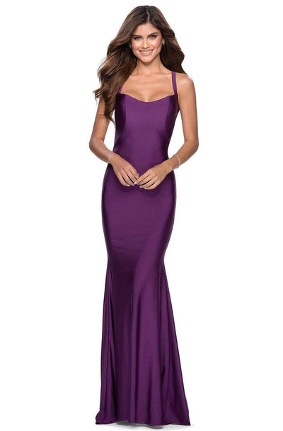 La Femme - 28568 Scoop Neck Jersey Trumpet Dress Prom Dresses 00 / Royal Purple