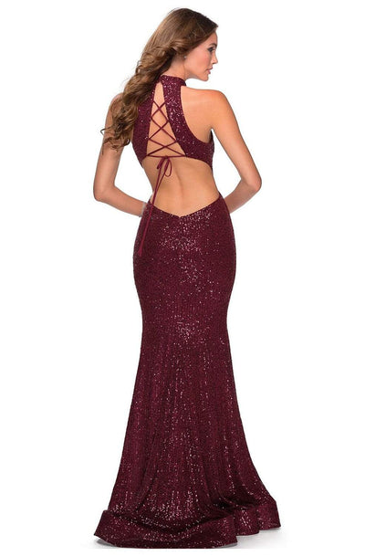 La Femme - 28612 Sequined Halter Neck Trumpet Dress Prom Dresses