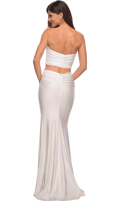 La Femme - 28703 Two Piece Strapless Tube Crop Top Long Fitted Dress Prom Dresses