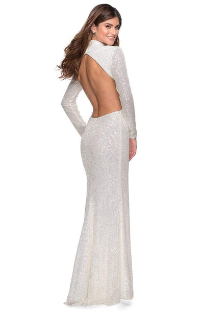 La Femme - 28771 Sequined Long Sleeve High Neck Fitted Dress Prom Dresses