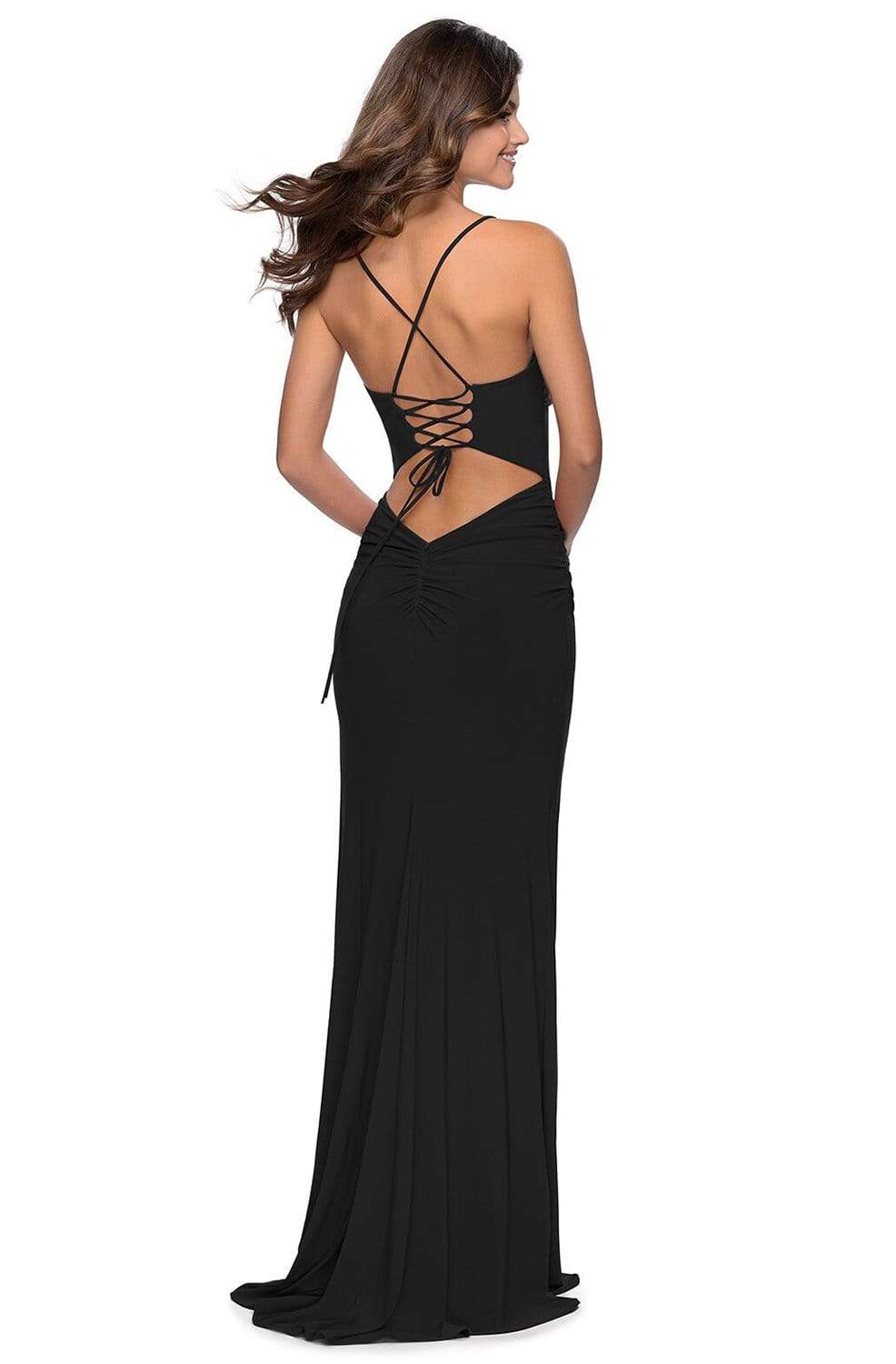 La Femme - 28792 Scoop Neck Open Back Sheath Dress Prom Dresses