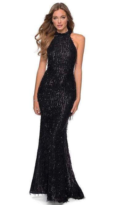 La Femme - 28819 High Halter Sequin Sheath Dress Evening Dresses 00 / Black