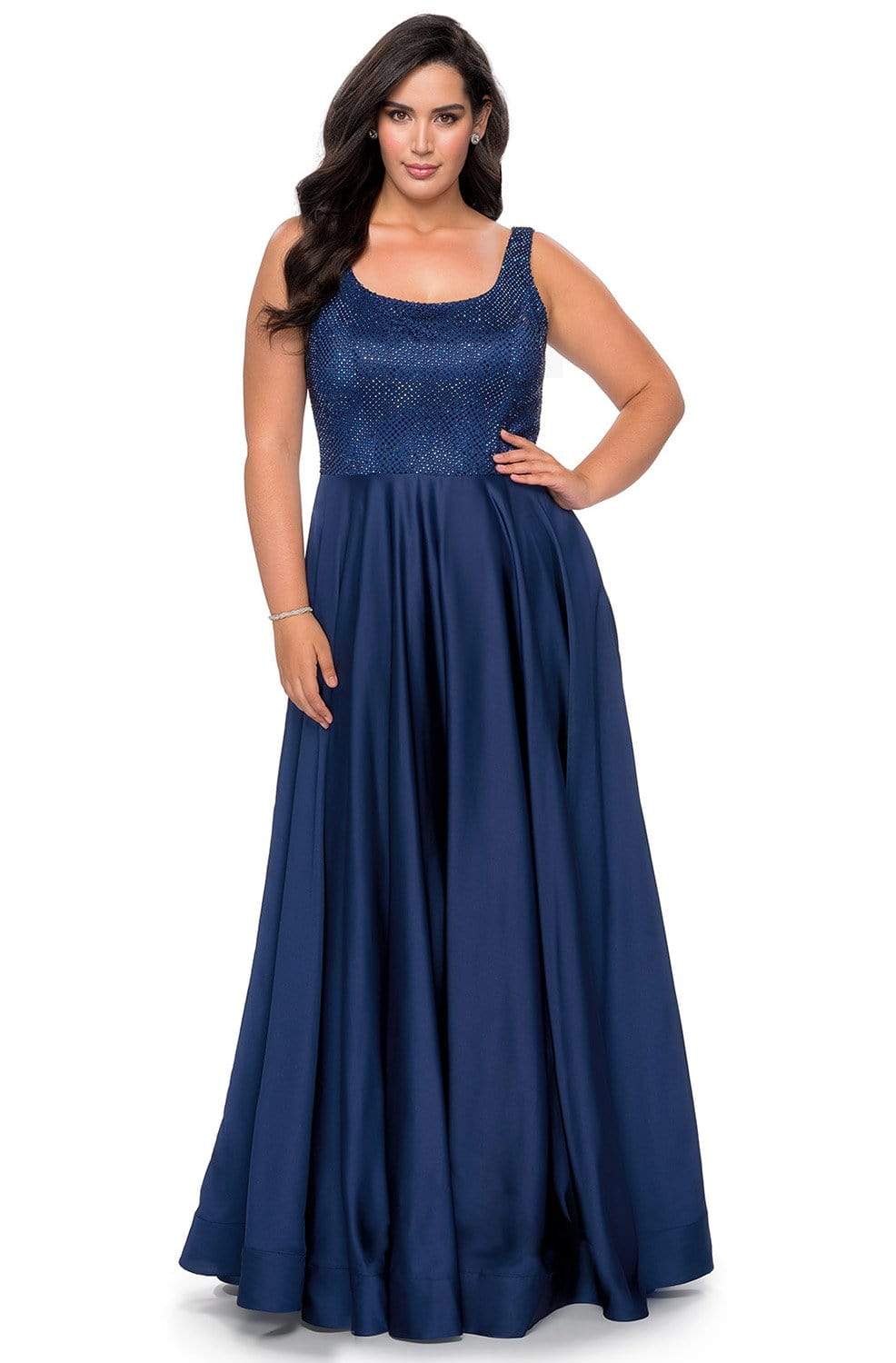 La Femme - 28879 Scoop A-Line Evening Gown Evening Dresses 12W / Navy