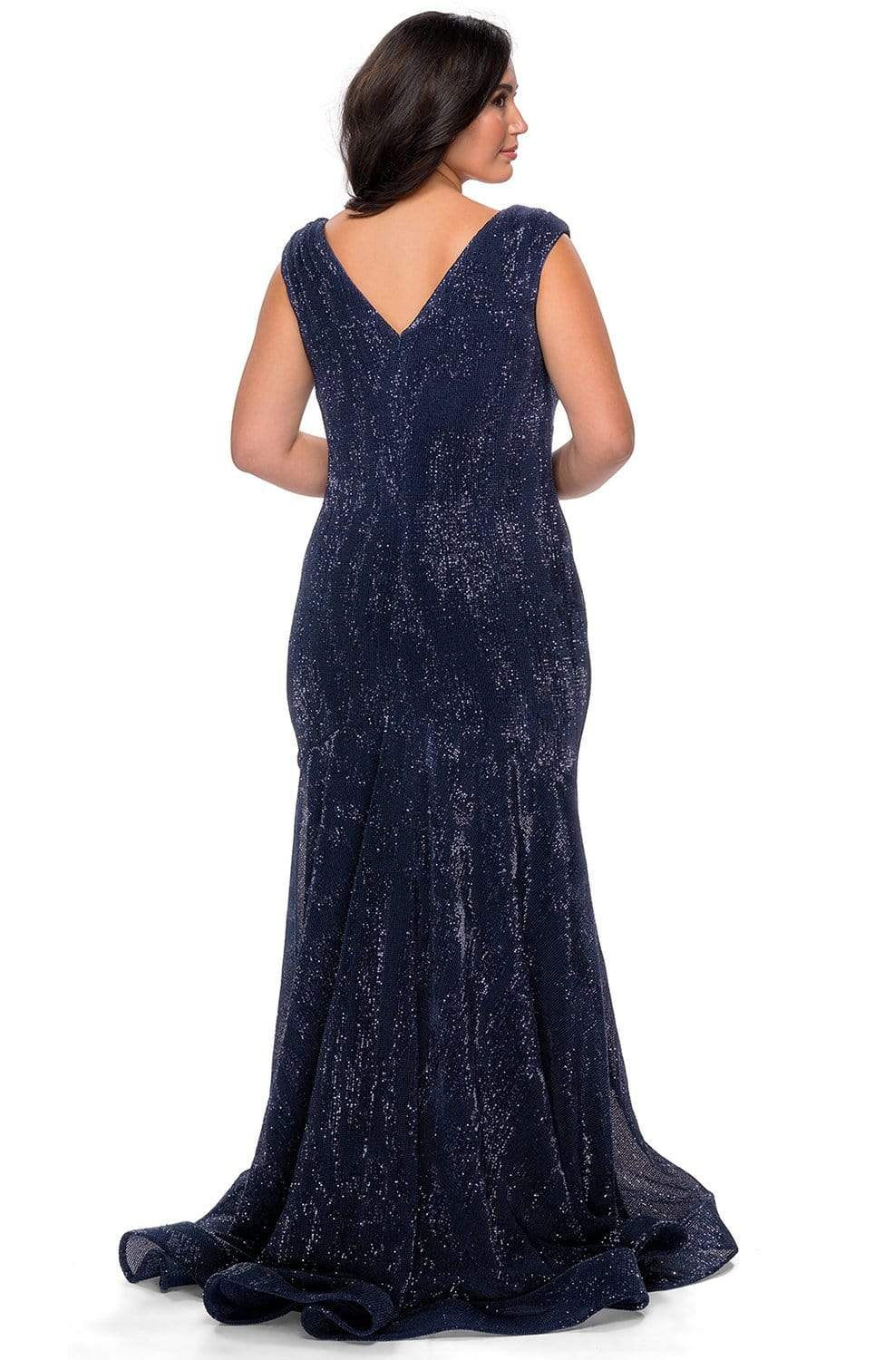La Femme - 28962 Cap Sleeve Sequined Faux Wrap Gown Evening Dresses