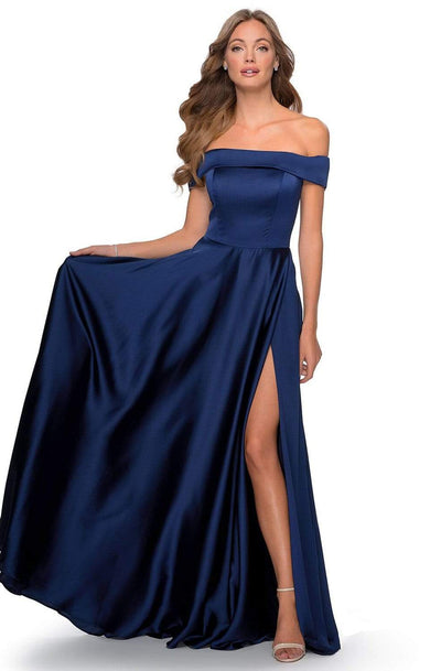 La Femme - 28978 Satin Off-Shoulder A-line Gown Bridesmaid Dresses