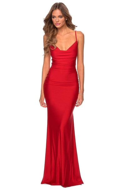 La Femme - 28984 Strappy V-Neck Sheath Dress Evening Dresses 00 / Red