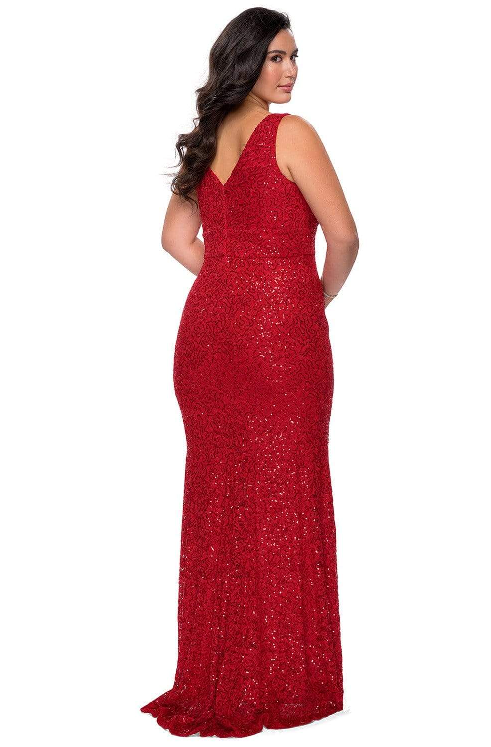 La Femme - 29001 Sequined V-Neck Sheath Dress Evening Dresses