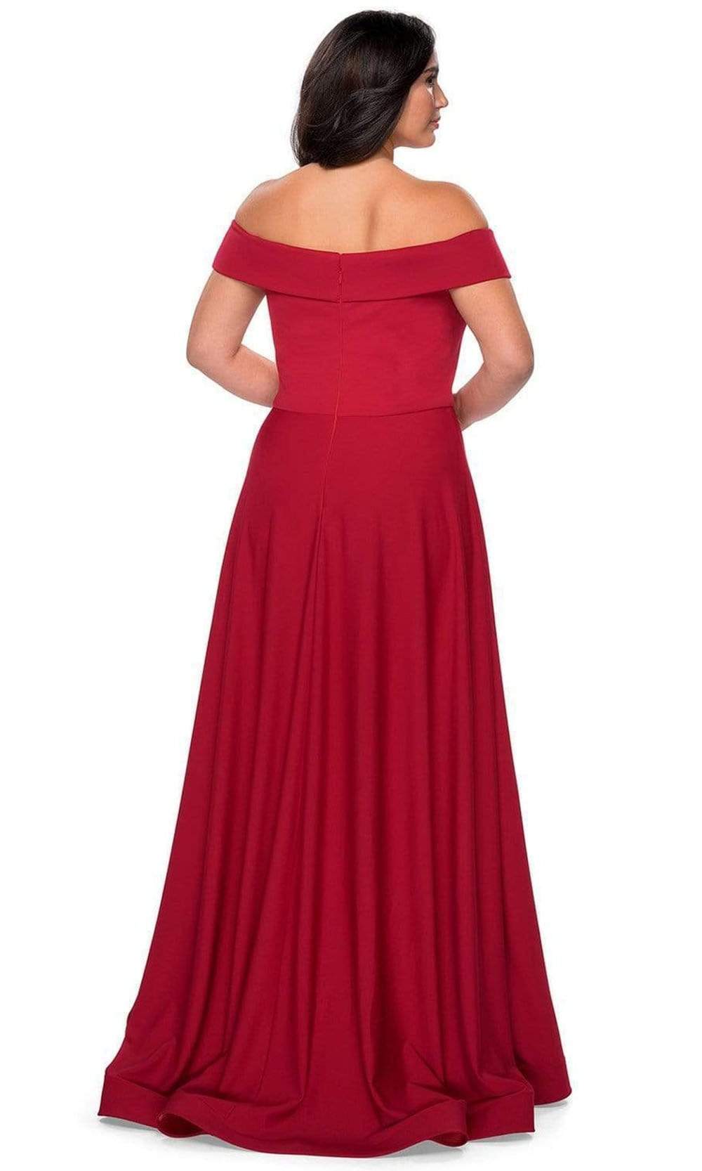 La Femme - 29007 Off Shoulder High Slit A-Line Gown Evening Dresses