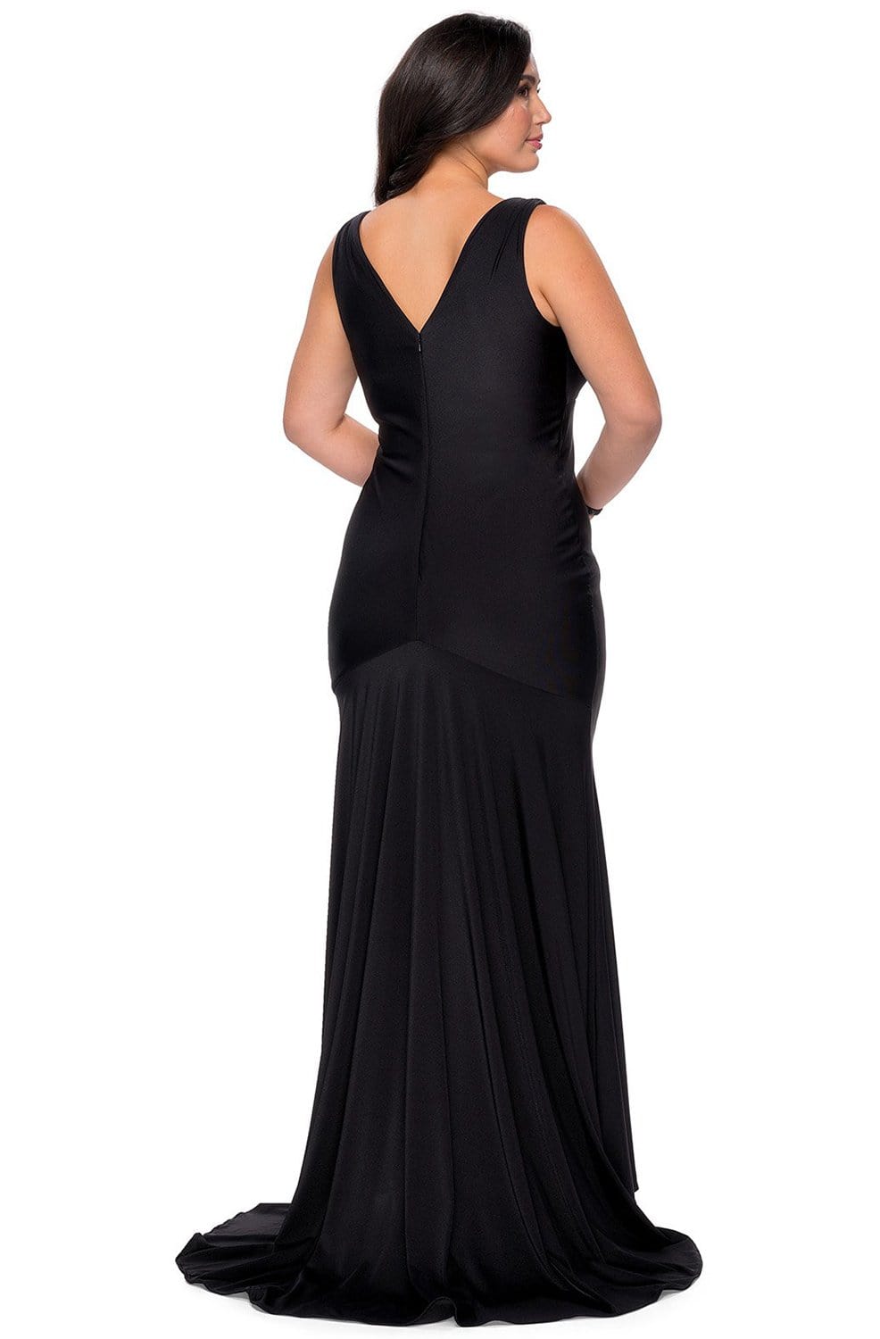La Femme - 29016 Sleeveless V Neck Long Jersey Gown Evening Dresses