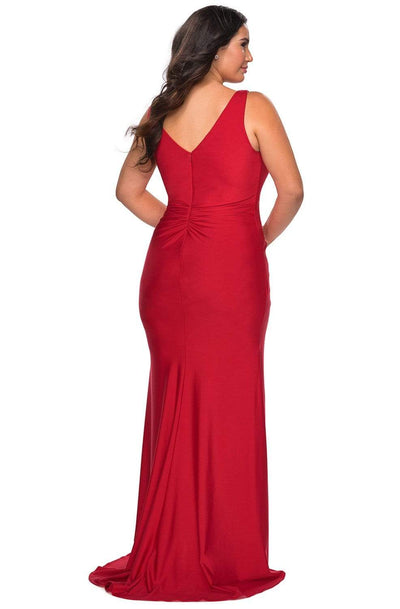 La Femme - 29024 Ruched V-neck Jersey Fitted Dress Prom Dresses