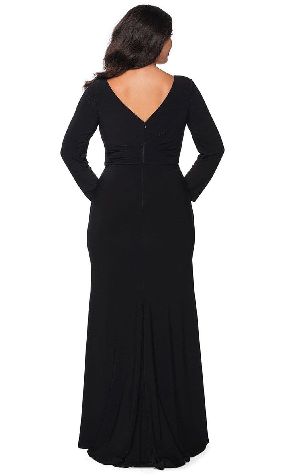 La Femme - 29044 Plunging V-neck Jersey Sheath Dress Evening Dresses