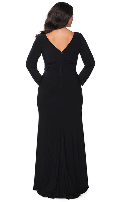 La Femme - 29044 Plunging V-neck Jersey Sheath Dress Evening Dresses