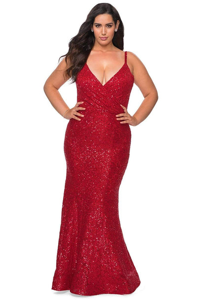 La Femme - 29063 Embellished Plunging V-neck Trumpet Dress Evening Dresses