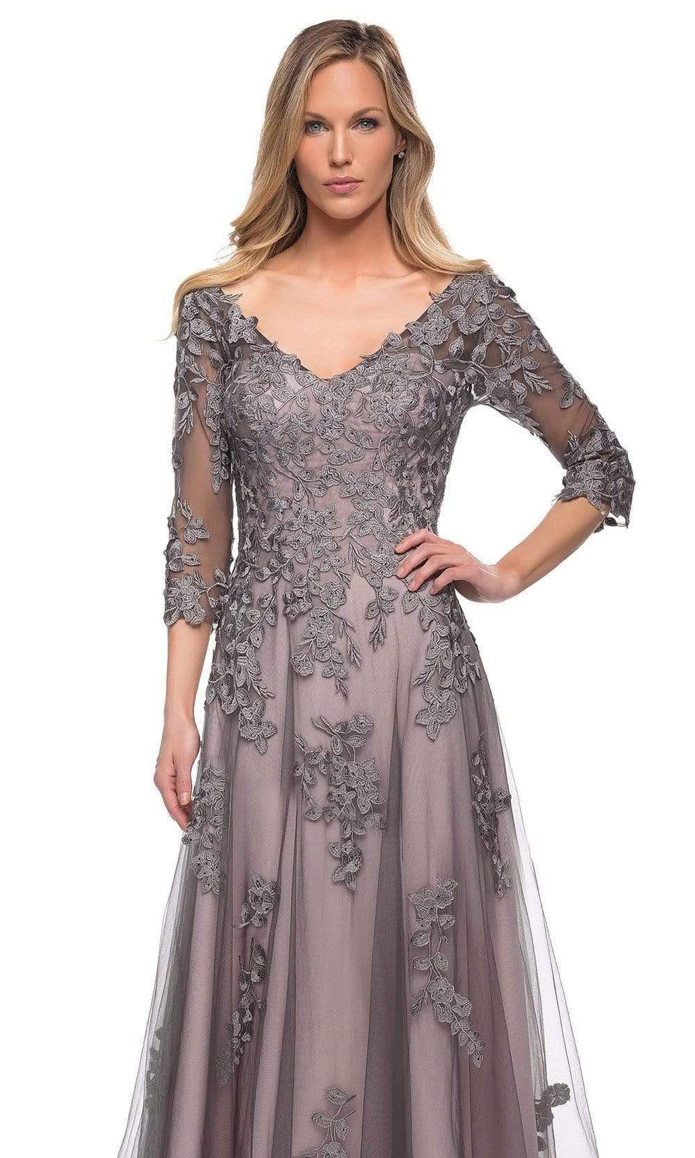 La Femme - 29205 Floral Embroidered A-line Gown Mother of the Bride Dresses