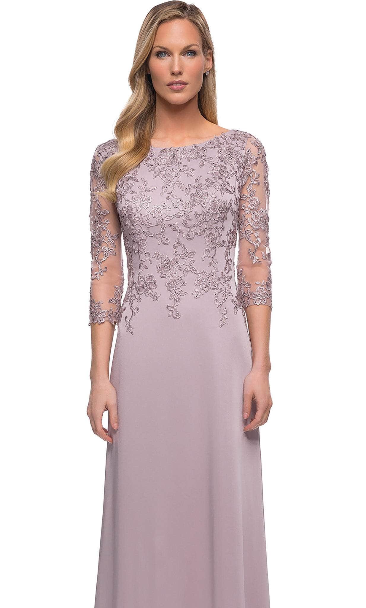 La Femme - 29251 Embroidered Soft Look A-line Gown Mother of the Bride Dresses