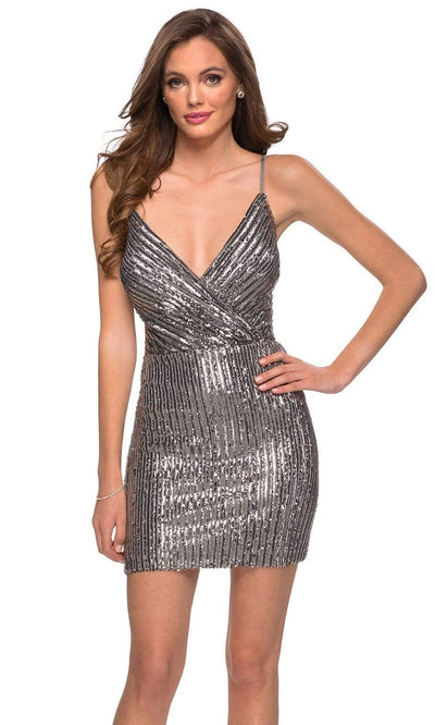 La Femme - 29304 Sequined Plunging V Neck Cocktail Dress Party Dresses