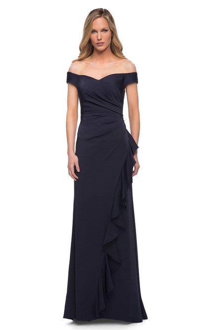 La Femme - 29509 Ruched A-Line Evening Dress Mother of the Bride Dresses 4 / Navy