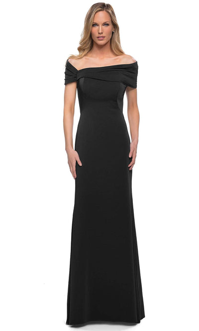 La Femme - 29537 Fitted Off Shoulder Evening Dress Mother of the Bride Dresses 2 / Black