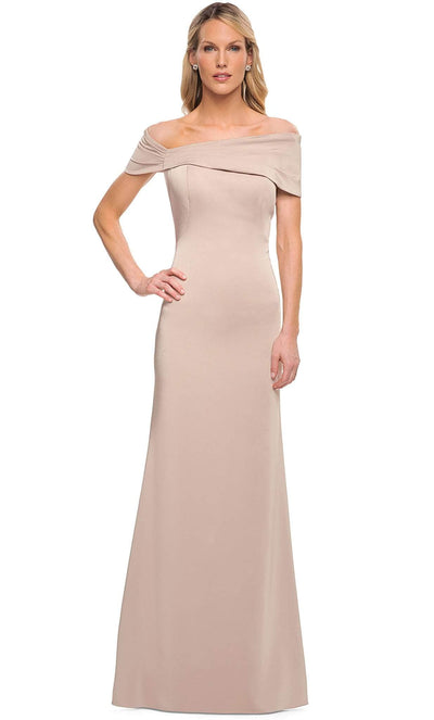 La Femme - 29537 Fitted Off Shoulder Evening Dress Mother of the Bride Dresses 2 / Champagne
