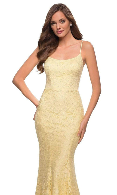 La Femme - 29611 Spaghetti Strap Full Lace Mermaid Gown Special Occasion Dress