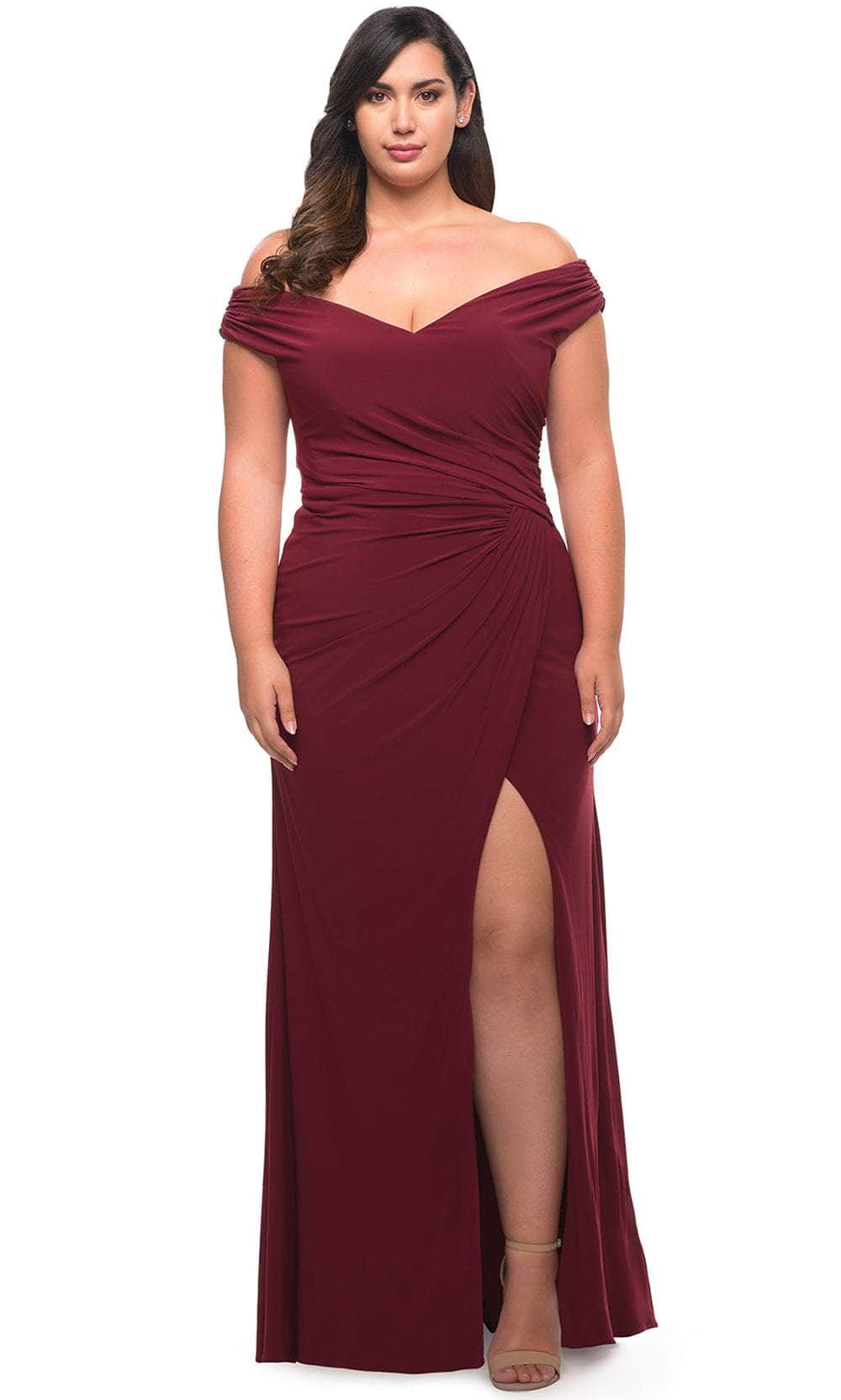 La Femme 29663SC - Cap Sleeve High Slit Prom Dress Special Occasion Dresses