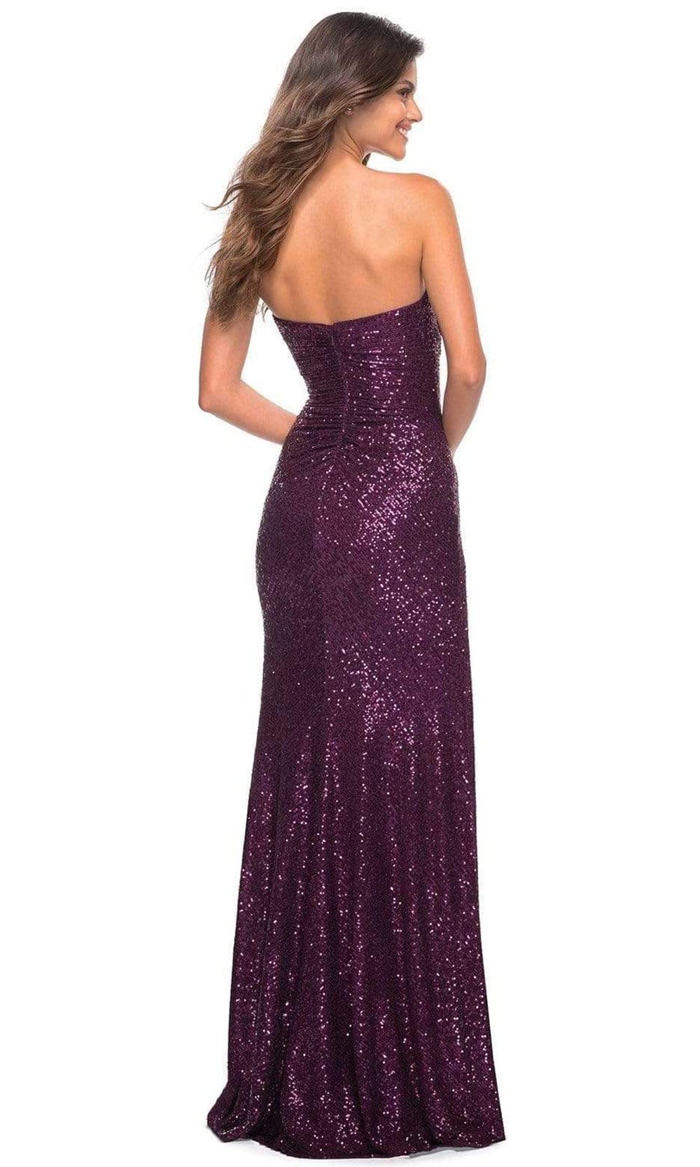 La Femme - 29675 Ruched Sequin Gown with Slit Prom Dresses