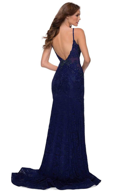 La Femme - 29679 Embellished Lace Deep V Neck Trumpet Dress Prom Dresses