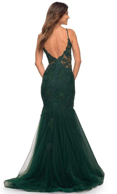 La Femme - 29680 V-Neck Lace Appliqued Gown Prom Dresses