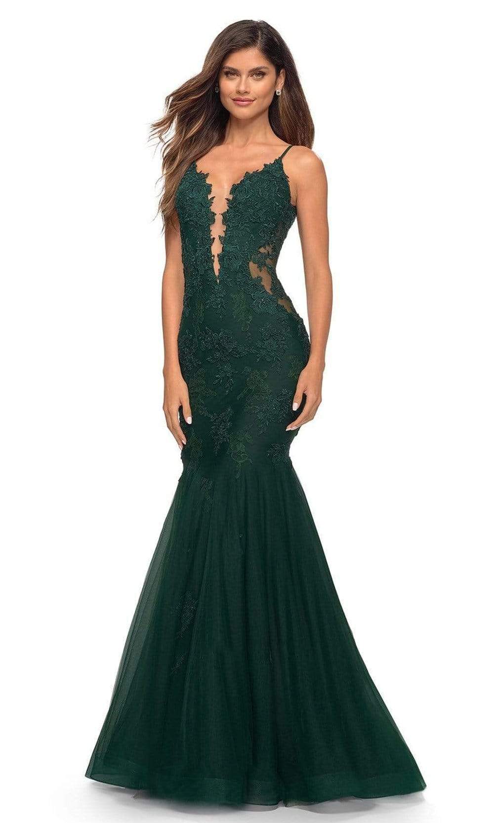 La Femme - 29680 V-Neck Lace Appliqued Gown Special Occasion Dress