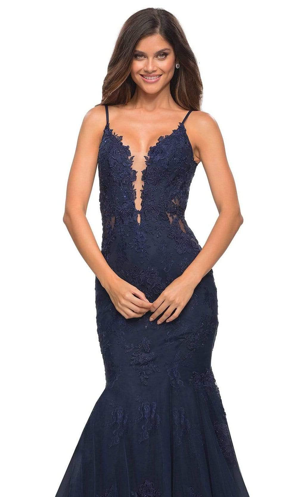 La Femme - 29680 V-Neck Lace Appliqued Gown Special Occasion Dress