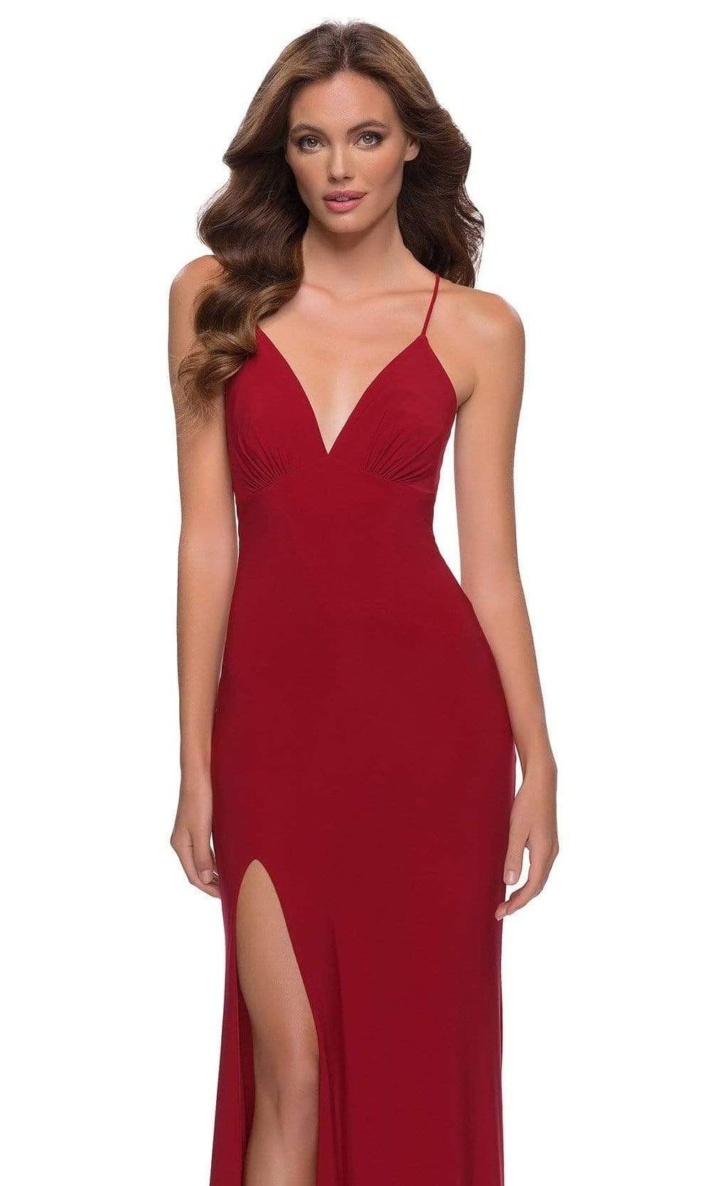 La Femme - 29708 Lace Up Back High Slit Jersey Dress Special Occasion Dress