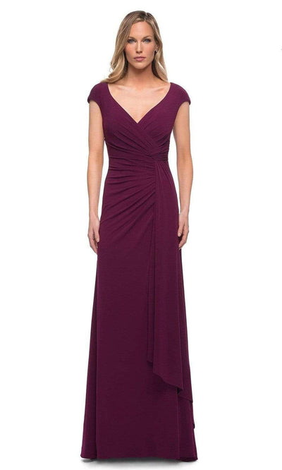 La Femme - 29814 Cap Sleeves Sheath Evening Dress Special Occasion Dress 4 / Dark Berry