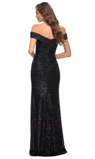 La Femme - 29831 Off Shoulder High Slit Full Sequin Gown Prom Dresses