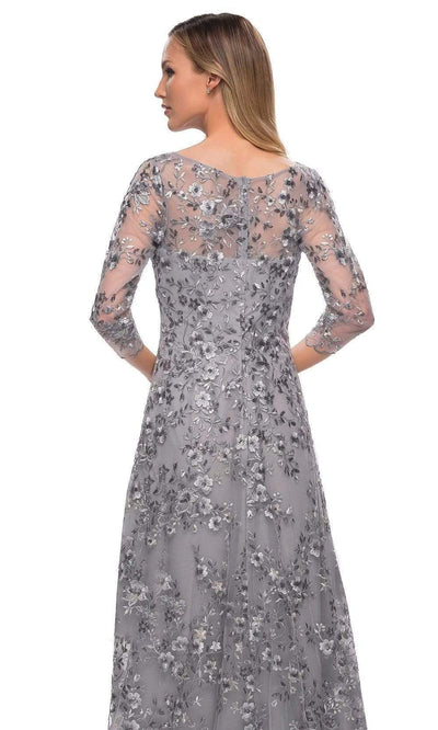 La Femme - 29903 Floral Embroidered Sheer Sleeve Gown Mother of the Bride Dresses