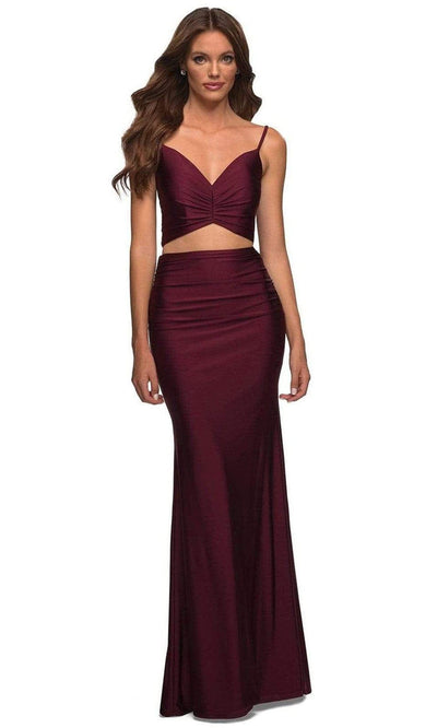 La Femme - 29904 Two Piece Simple V Neck Dress Prom Dresses