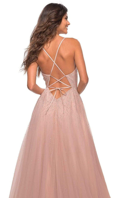 La Femme - 29920 Beaded V Neck A-line Gown Special Occasion Dress