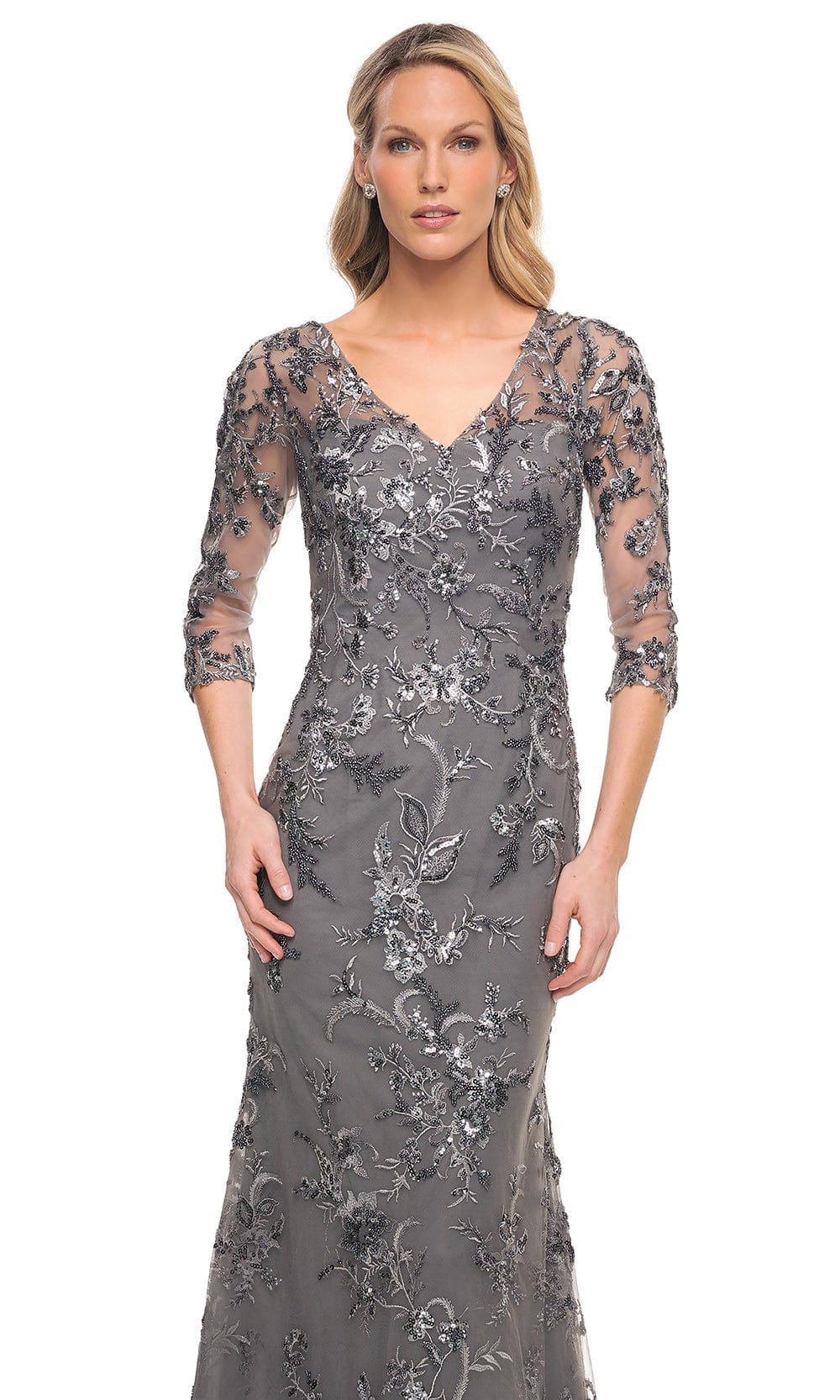 La Femme - 29976 Embellished Sheer Lace Long Dress | Long Sheath Dress La Femme - 29976 Embellished Sheer Lace Long Dress | Long Sheath Dress