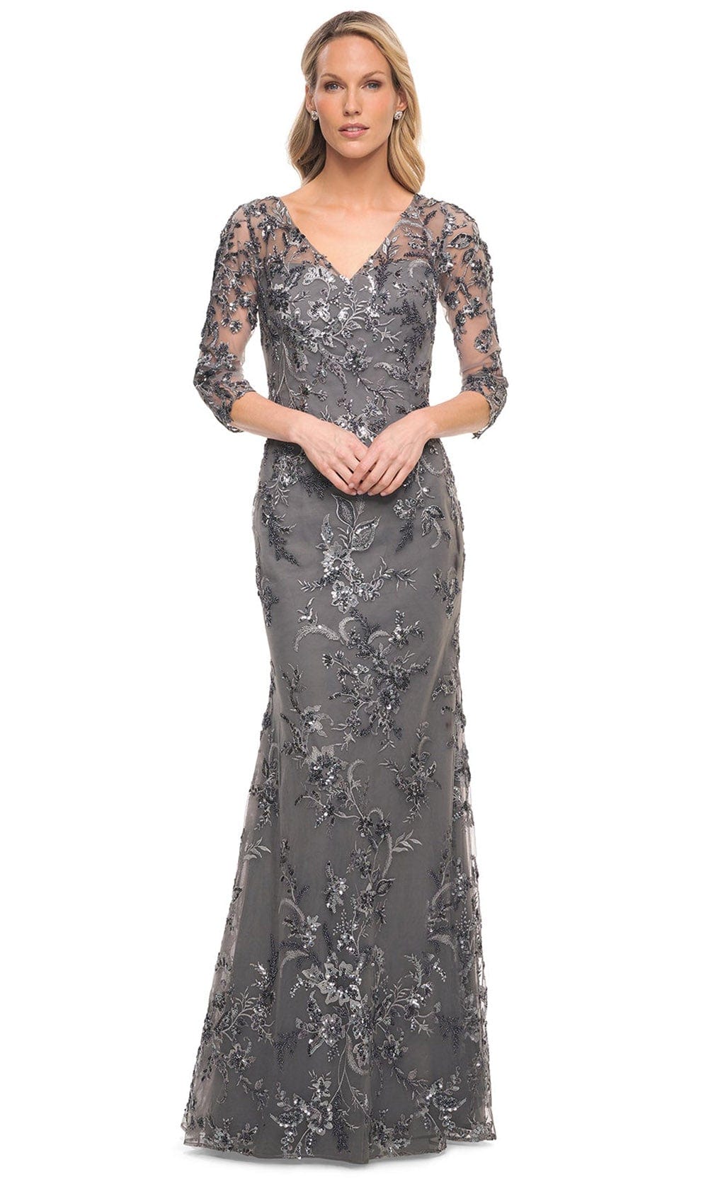 La Femme - 29976 Embellished Sheer Lace Long Dress | Long Sheath Dress La Femme - 29976 Embellished Sheer Lace Long Dress | Long Sheath Dress