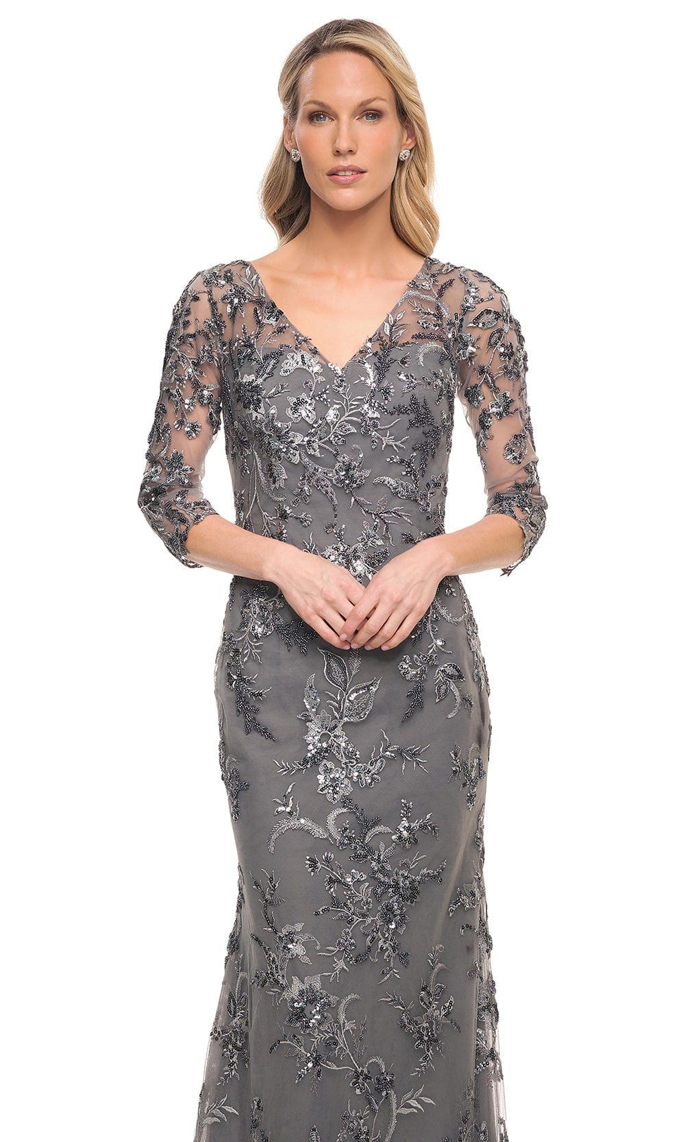 La Femme 29976 - Embroidered Sheer Lace Sheath Dress Mother of the Bride Dresses