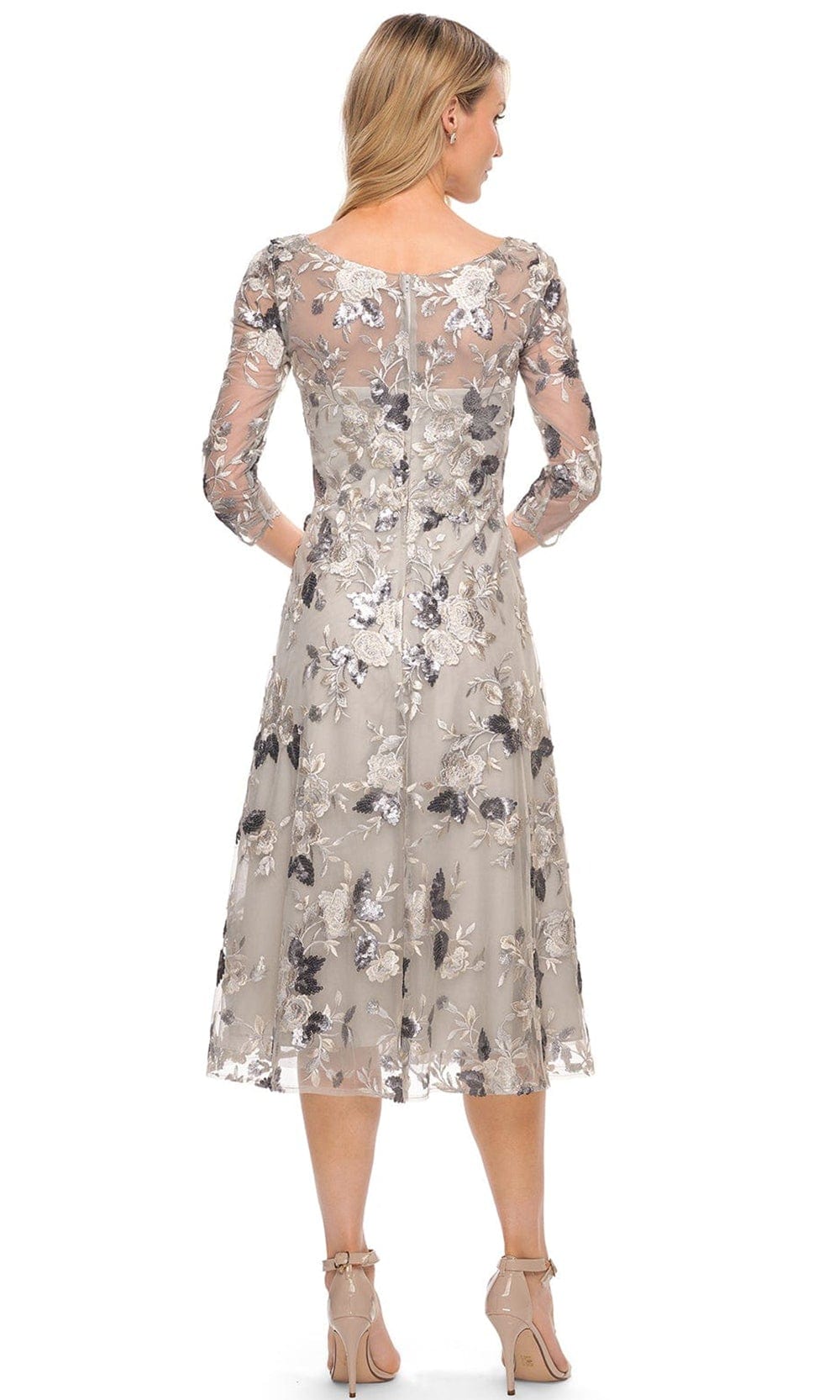 La Femme 29988 - Embroidered Tea Length Dress Cocktail Dresses